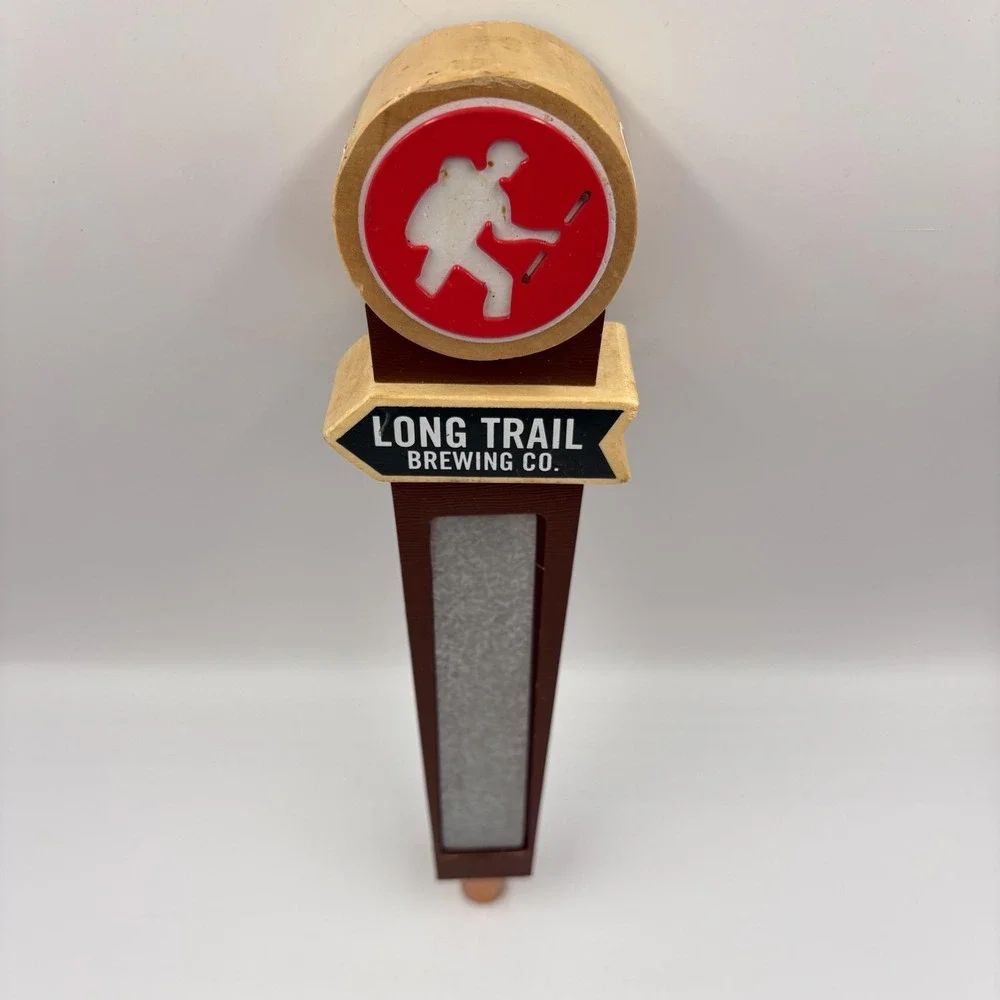 Long‎ Trail Brewing Co Hiker Logo Draft Beer Tap Handle Wood Brown Red Barware